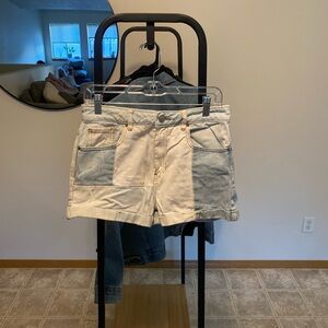Colorblock Jean shorts